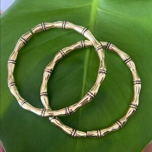 Maya Jewelry Brass Bamboo Bamboozled Ear weights Hoop Earrings Gold